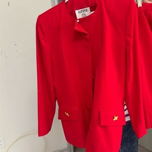 Kasper Women's Vibrant Red Blazer with Gold Accents